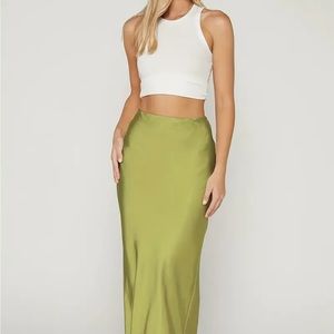 NWT Pistachio / Kiwi color Satin bias-cut maxi slip skirt!